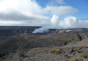 View of Halema'uma'u crater from HVO